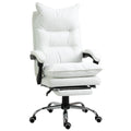Easycomfort Poltrona da Ufficio in Finta Pelle Bianca, Altezza Regolabile with Schienale Reclinabile 155° e Poggiapiedi