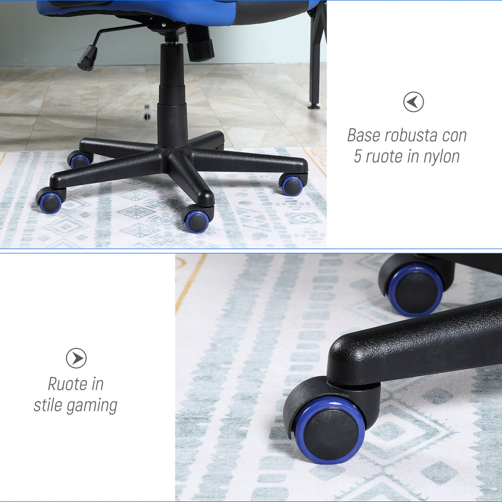EasyComfort ergonomische gamestoel zwart/blauw, verstelbare hoogte