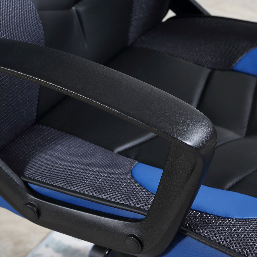 EasyComfort ergonomische gamestoel zwart/blauw, verstelbare hoogte