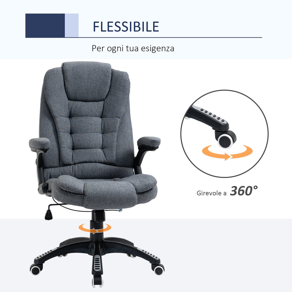 Easycomfort Sedia da Ufficio Ergonomica Reclinabile, Altezza Regolabile e Dondolamento, Poltrona Girevole with Ruote, 65x72x110-120cm, Grigio