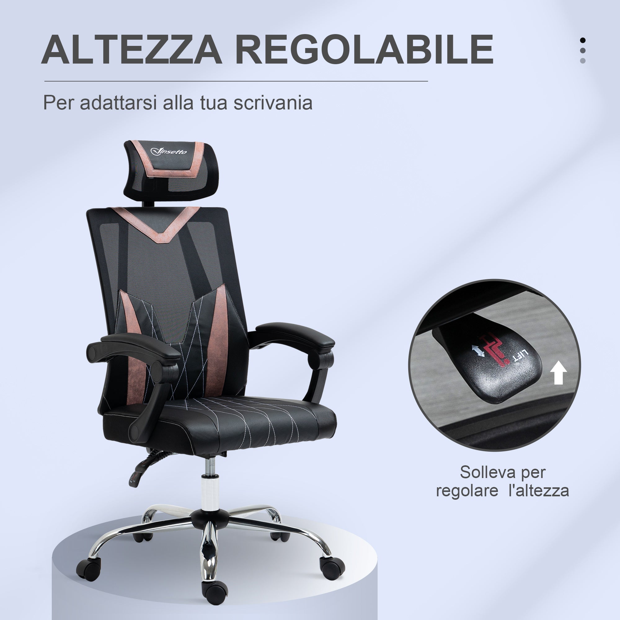 EasyComfort ergonomische bureaustoel 130° kantelbaar met lenden- en neksteun