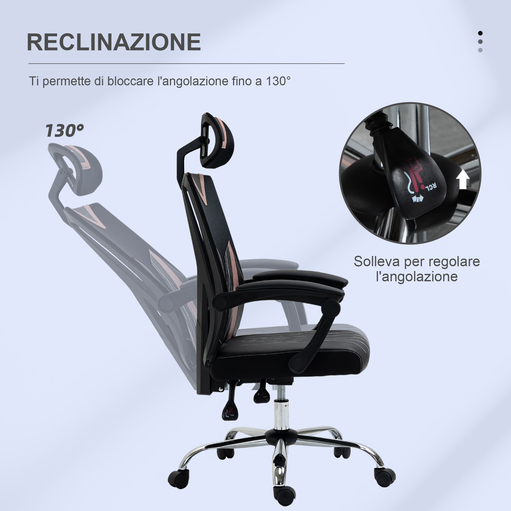 EasyComfort ergonomische bureaustoel 130° kantelbaar met lenden- en neksteun