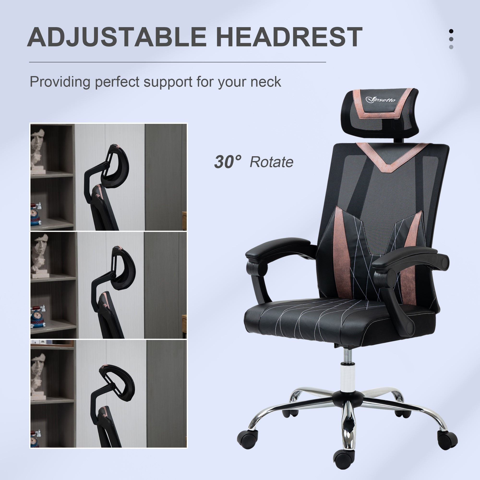 EasyComfort ergonomische bureaustoel 130° kantelbaar met lenden- en neksteun