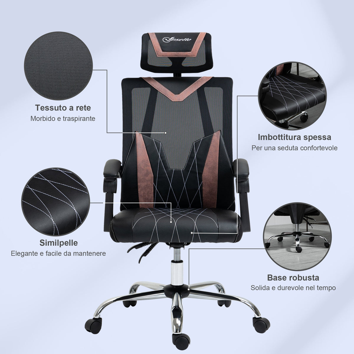 EasyComfort ergonomische bureaustoel 130° kantelbaar met lenden- en neksteun