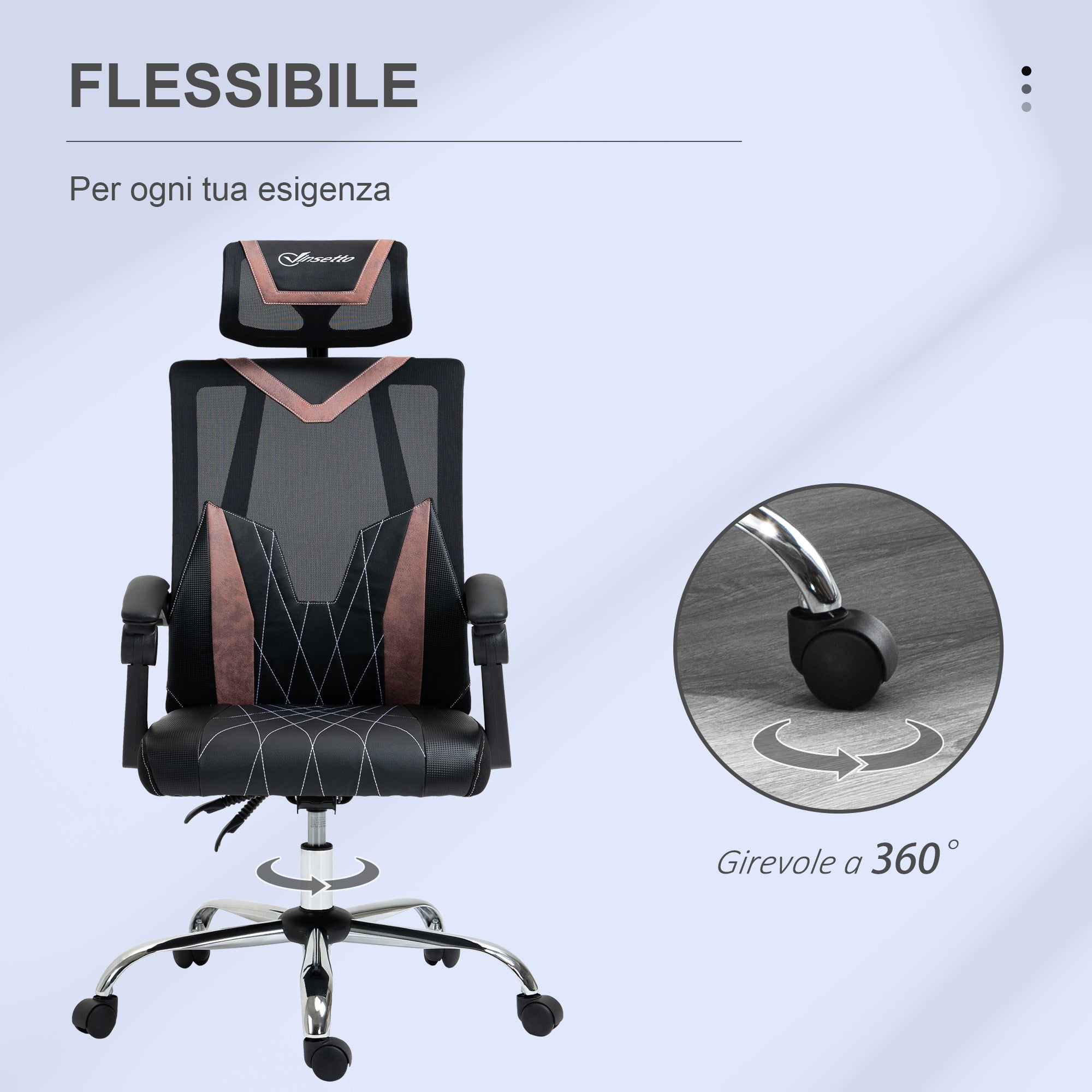 EasyComfort ergonomische bureaustoel 130° kantelbaar met lenden- en neksteun