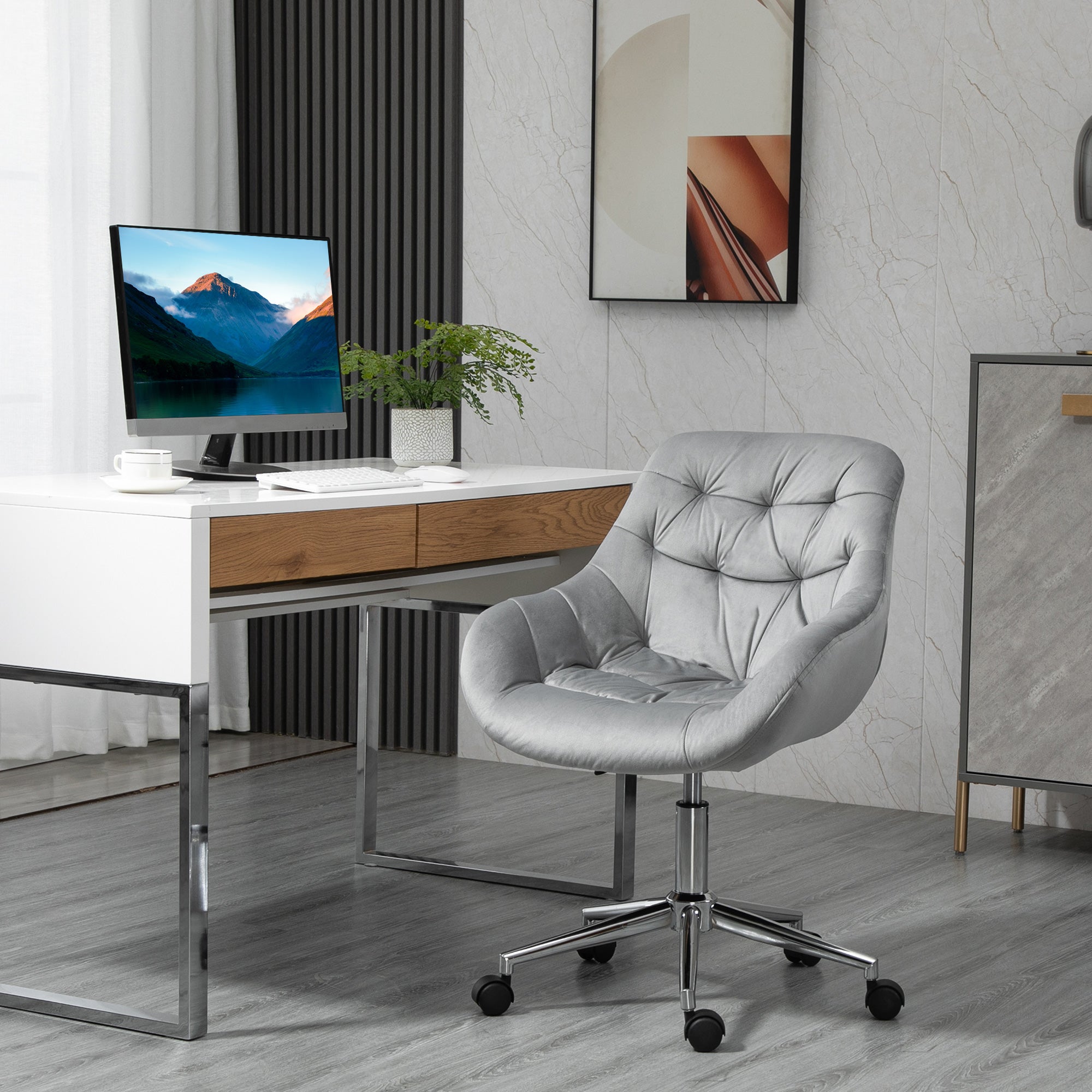 EasyComfort ergonomische draaibare bureaustoel 59x58x80-90 cm grijs