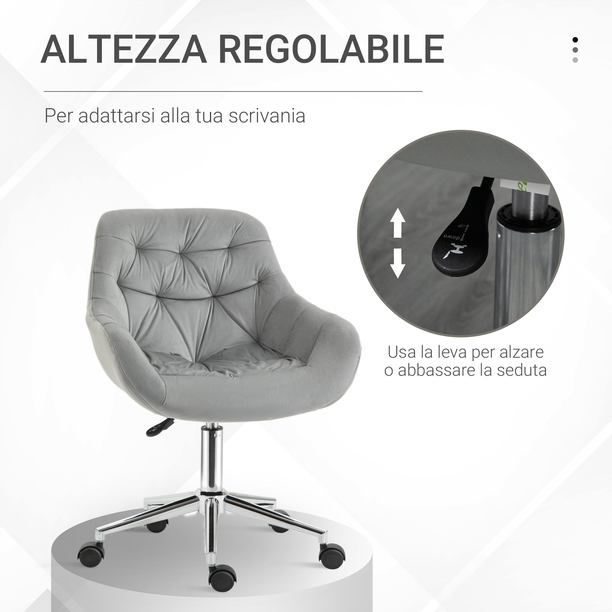 EasyComfort ergonomische draaibare bureaustoel 59x58x80-90 cm grijs
