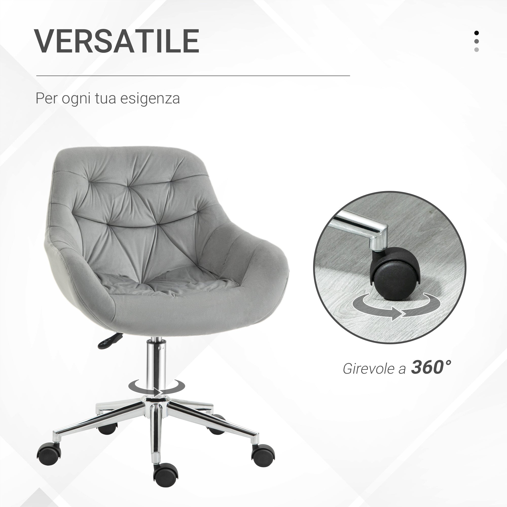 EasyComfort ergonomische draaibare bureaustoel 59x58x80-90 cm grijs