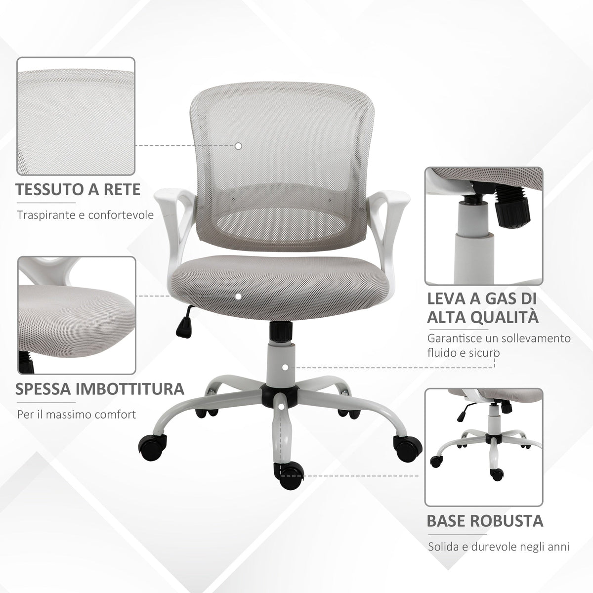 EasyComfort ergonomische bureaustoel grijs met gaslift