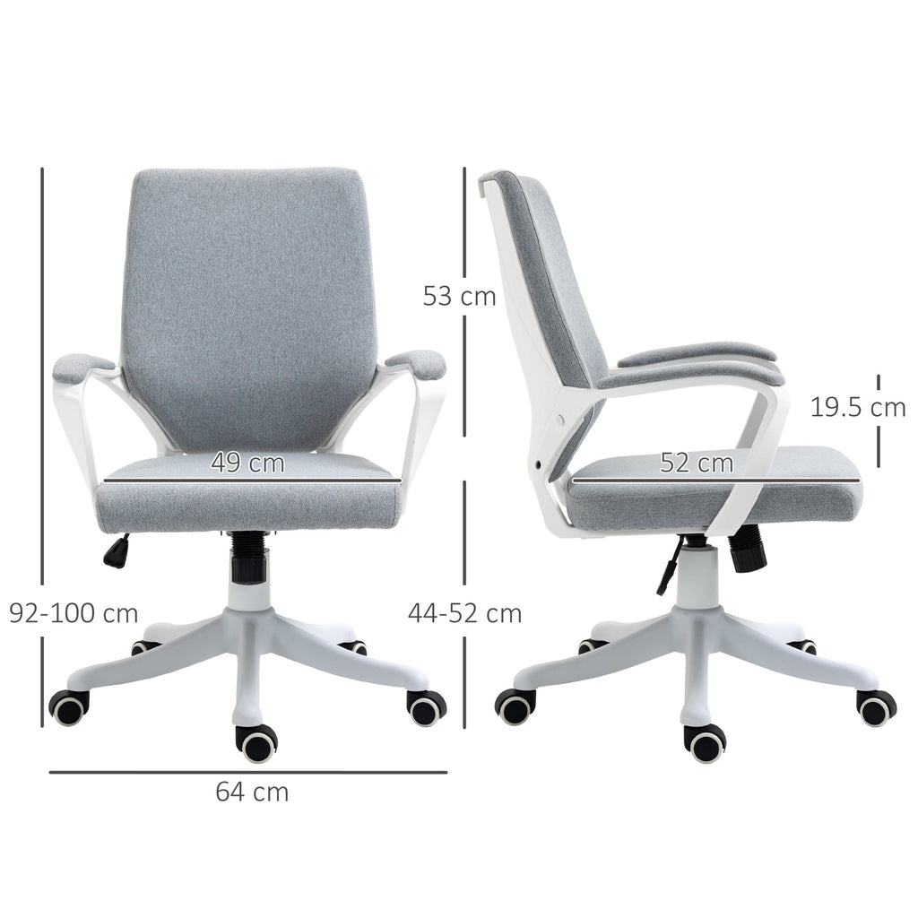 Easycomfort Sedia da Ufficio Ergonomica, Altezza Regolabile e Funzione Dondolo, Poltrona Girevole with Ruote, 62x69x92-100cm, Grigio white
