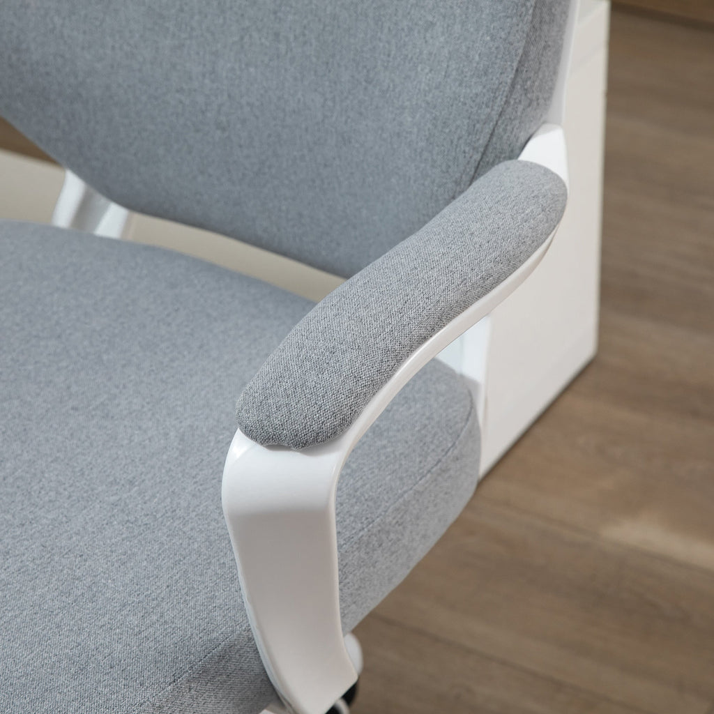 Easycomfort Sedia da Ufficio Ergonomica, Altezza Regolabile e Funzione Dondolo, Poltrona Girevole with Ruote, 62x69x92-100cm, Grigio white