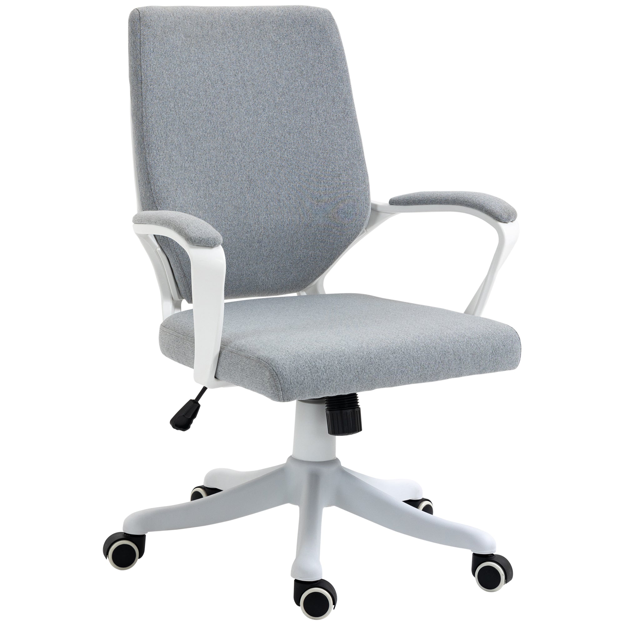 Easycomfort Sedia da Ufficio Ergonomica, Altezza Regolabile e Funzione Dondolo, Poltrona Girevole with Ruote, 62x69x92-100cm, Grigio white