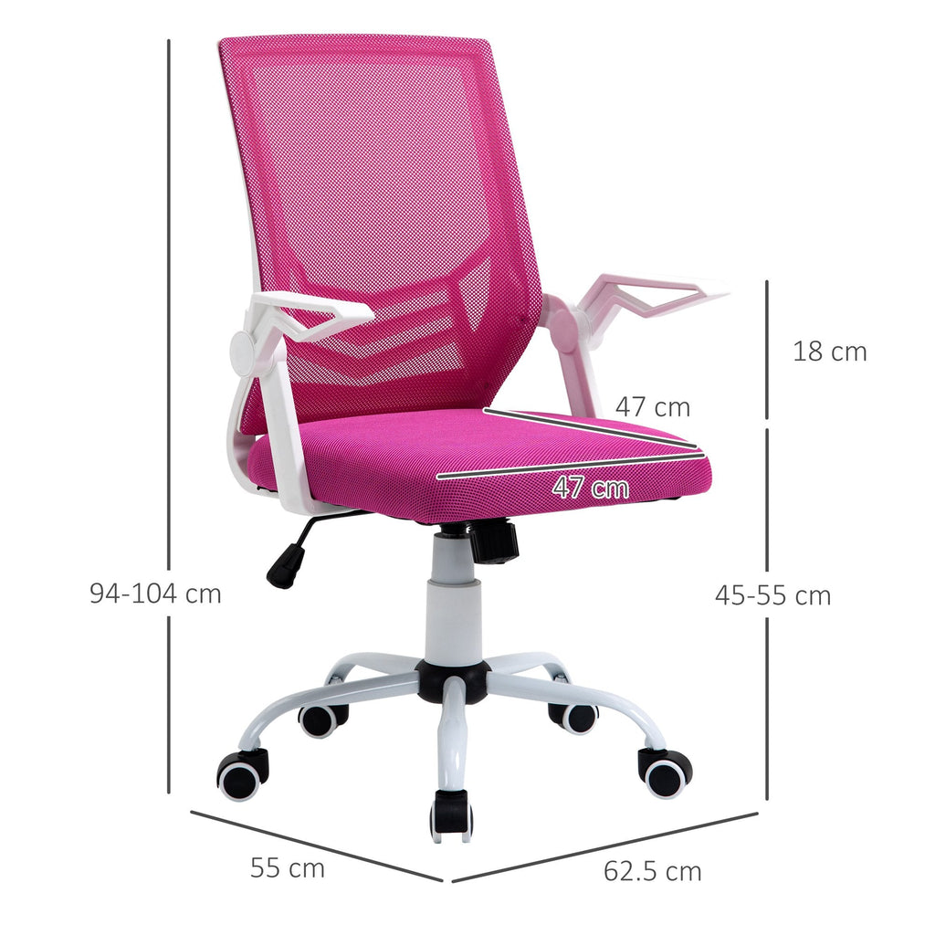 Easycomfort Sedia da Ufficio Ergonomica with Braccioli e Supporto Lombare, Poltrona Ufficio Girevole e Altezza Regolabile in Tessuto Rosa