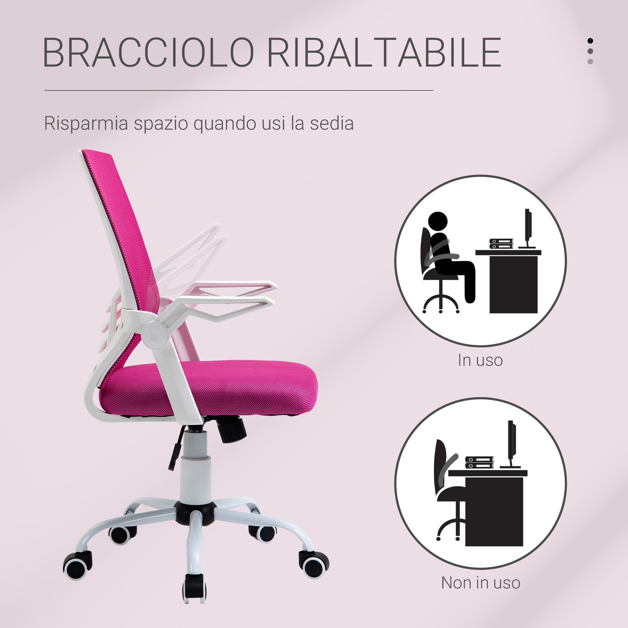 Easycomfort Sedia da Ufficio Ergonomica with Braccioli e Supporto Lombare, Poltrona Ufficio Girevole e Altezza Regolabile in Tessuto Rosa