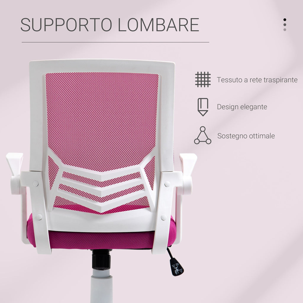 Easycomfort Sedia da Ufficio Ergonomica with Braccioli e Supporto Lombare, Poltrona Ufficio Girevole e Altezza Regolabile in Tessuto Rosa