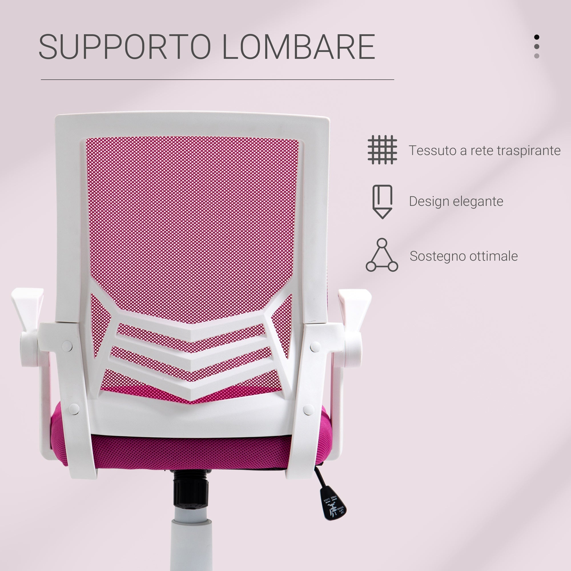 Easycomfort Sedia da Ufficio Ergonomica with Braccioli e Supporto Lombare, Poltrona Ufficio Girevole e Altezza Regolabile in Tessuto Rosa