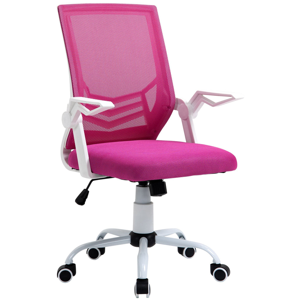 Easycomfort Sedia da Ufficio Ergonomica with Braccioli e Supporto Lombare, Poltrona Ufficio Girevole e Altezza Regolabile in Tessuto Rosa