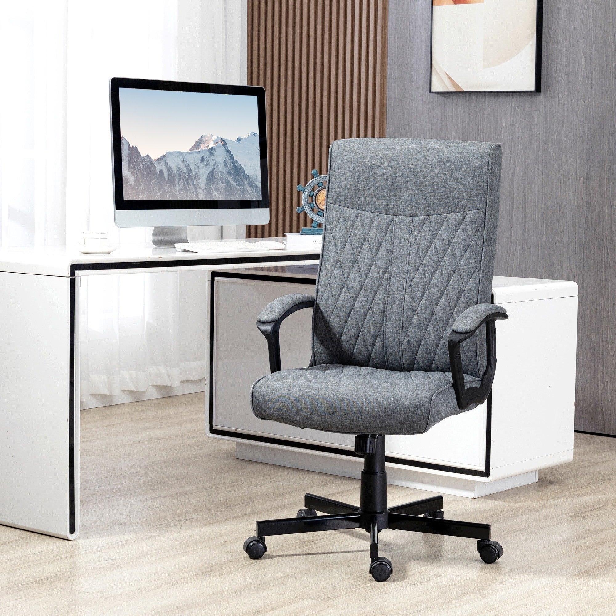 Easycomfort Sedia da Ufficio Girevole with Funzione Dondolo e Altezza Regolabile, 65x72x102-112.5cm, Grigio