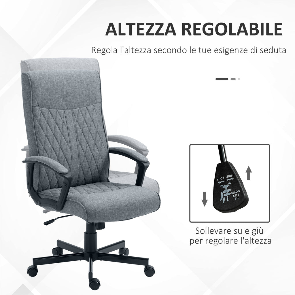 Easycomfort Sedia da Ufficio Girevole with Funzione Dondolo e Altezza Regolabile, 65x72x102-112.5cm, Grigio