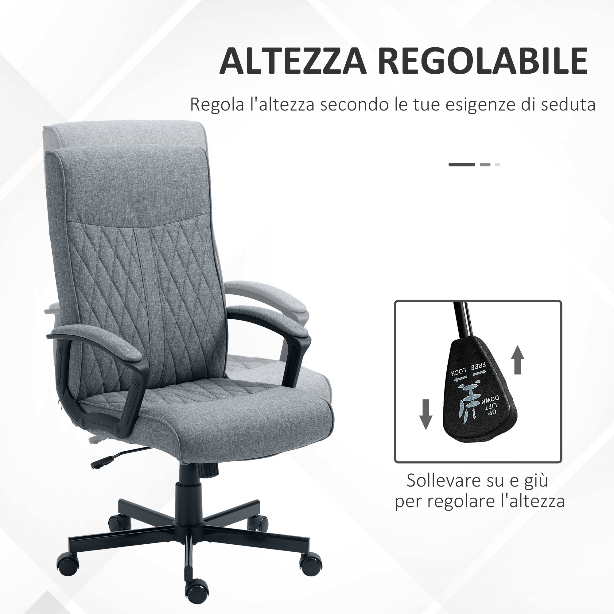 Easycomfort Sedia da Ufficio Girevole with Funzione Dondolo e Altezza Regolabile, 65x72x102-112.5cm, Grigio