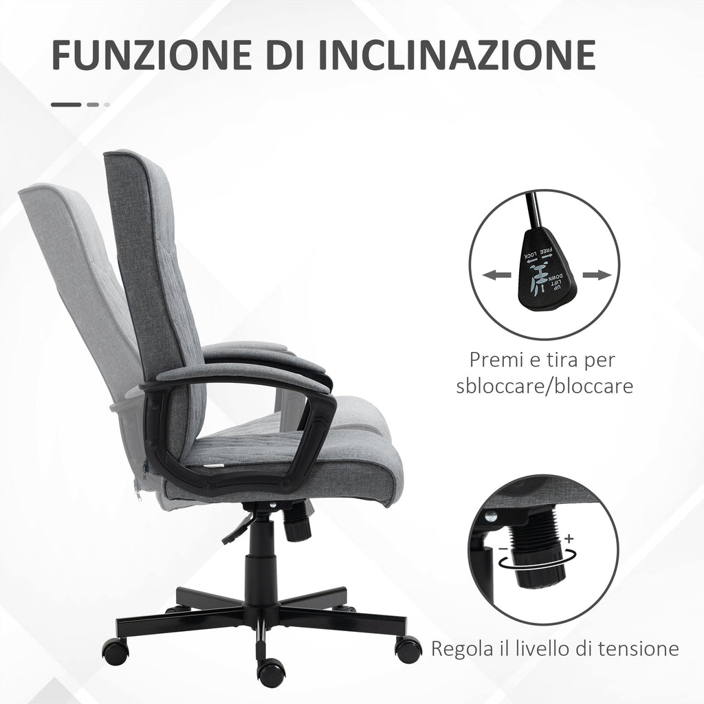 Easycomfort Sedia da Ufficio Girevole with Funzione Dondolo e Altezza Regolabile, 65x72x102-112.5cm, Grigio