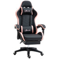 EasyComfort gamingstoel roze/zwart met voetensteun