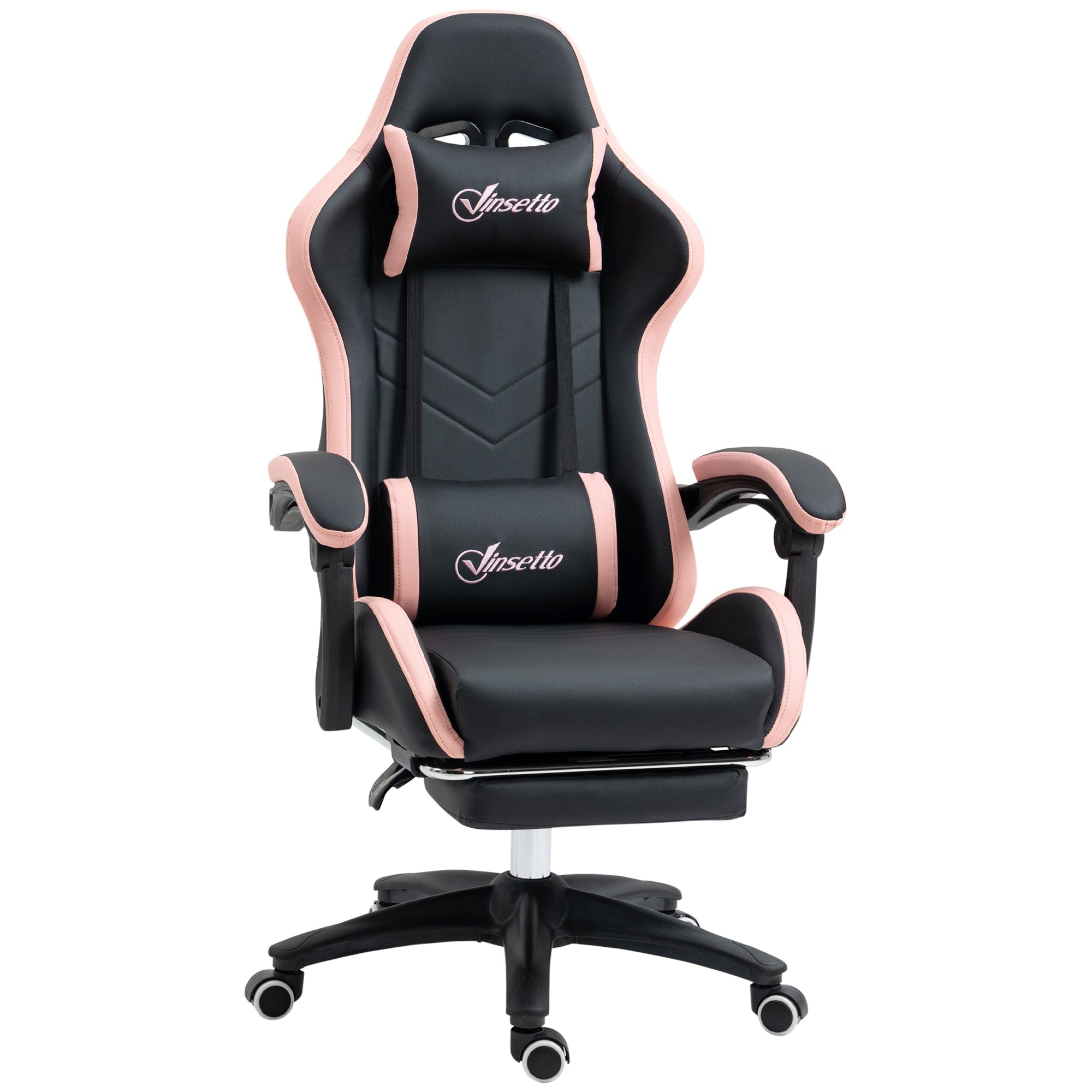 EasyComfort gamingstoel roze/zwart met voetensteun