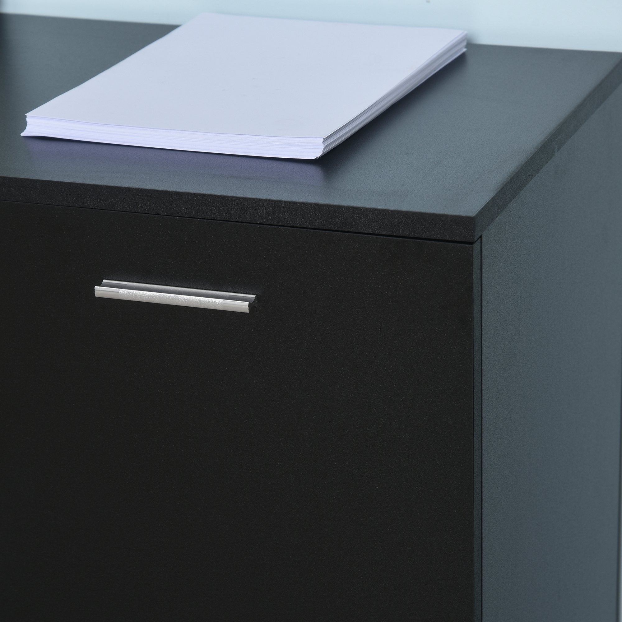 Easycomfort Armadietto Multifunzionale per l'Ufficio with Ruote a 360°, per Stampanti e Fascicoli, in Legno black 100x40x71cm