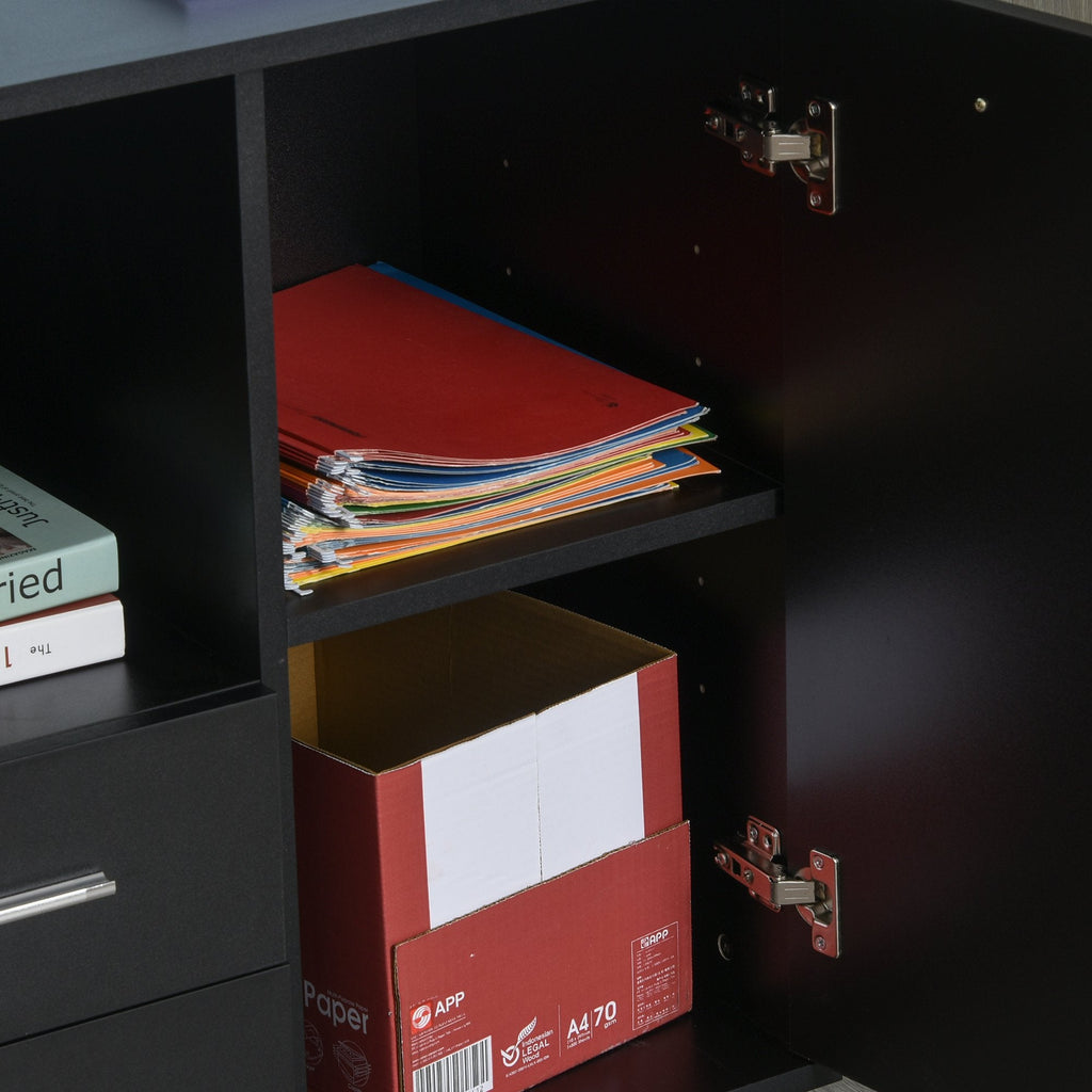 Easycomfort Armadietto Multifunzionale per l'Ufficio with Ruote a 360°, per Stampanti e Fascicoli, in Legno black 100x40x71cm