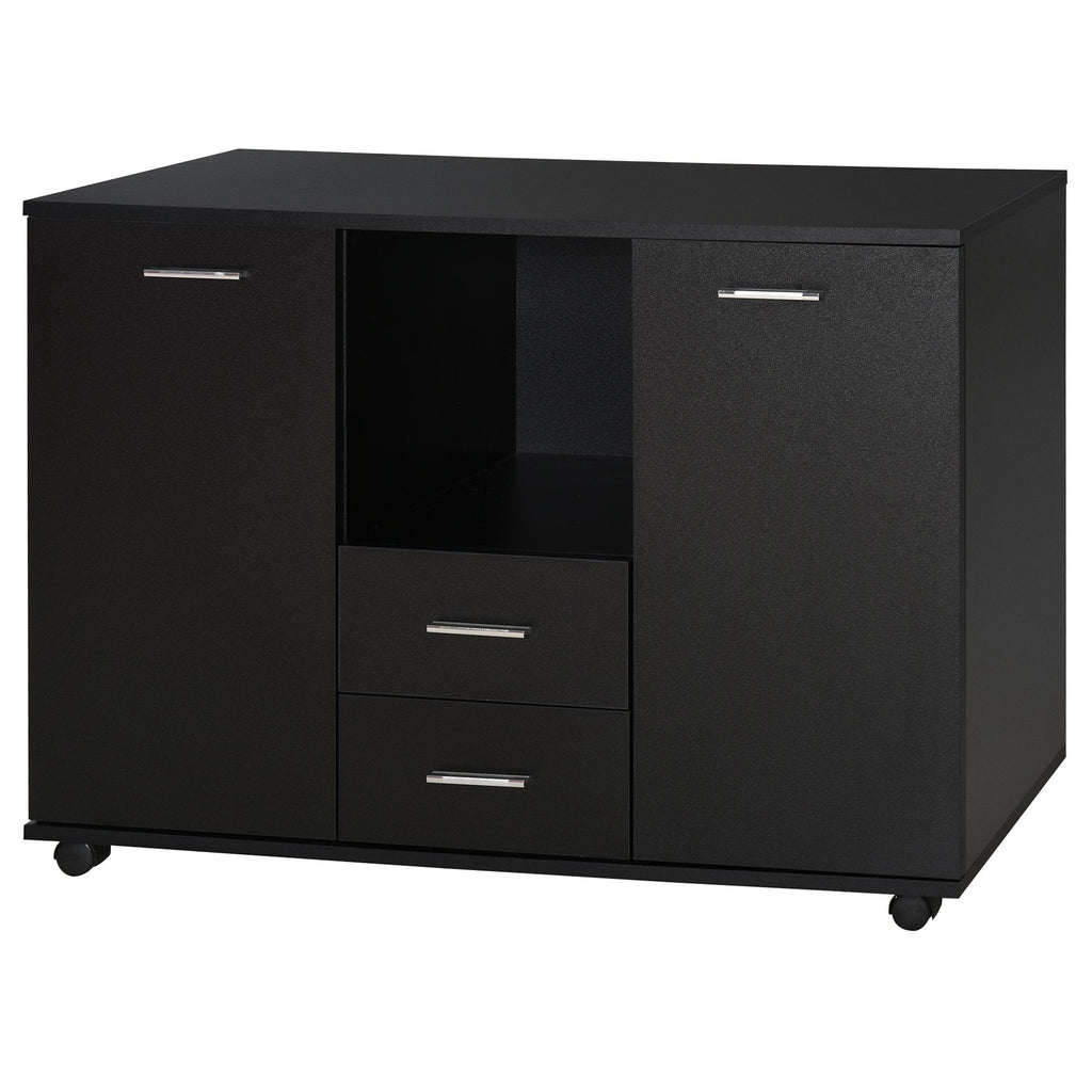 Easycomfort Armadietto Multifunzionale per l'Ufficio with Ruote a 360°, per Stampanti e Fascicoli, in Legno black 100x40x71cm