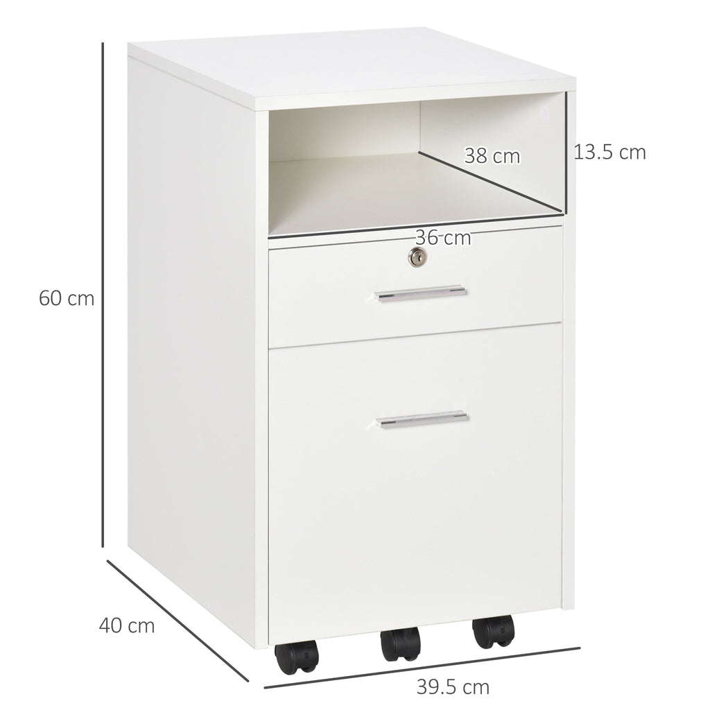 EasyComfort kantoorladekast op wielen met 2 lades – wit