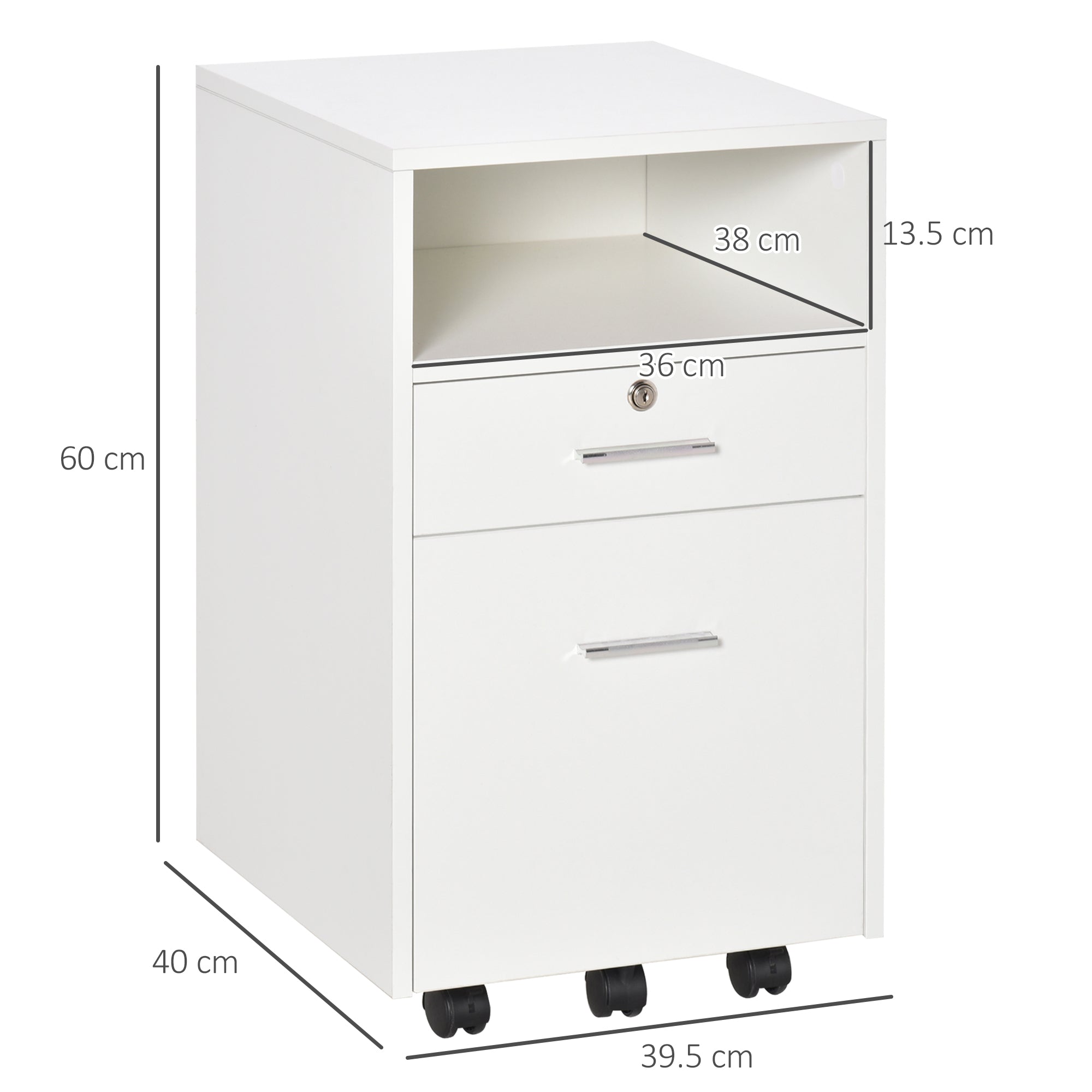 EasyComfort kantoorladekast op wielen met 2 lades – wit