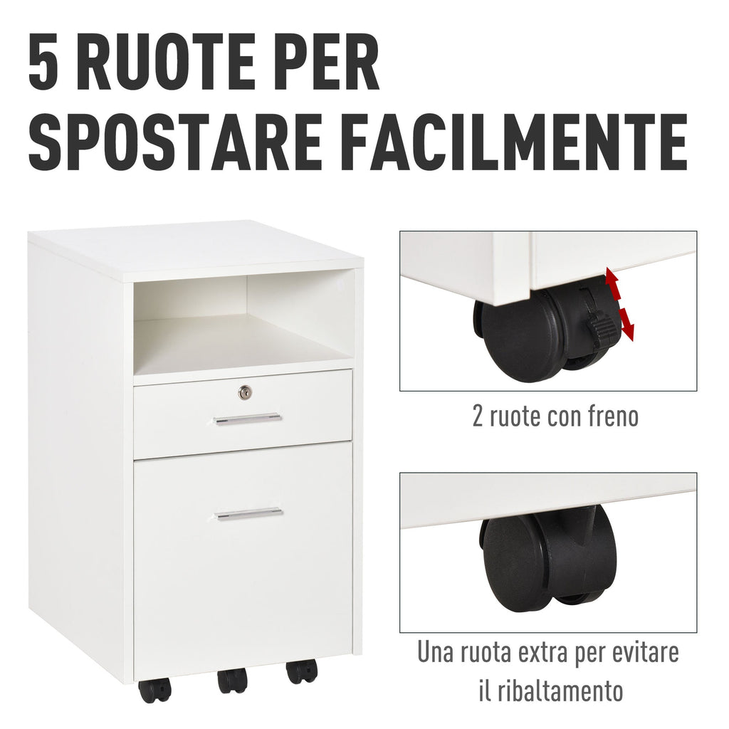 EasyComfort kantoorladekast op wielen met 2 lades – wit