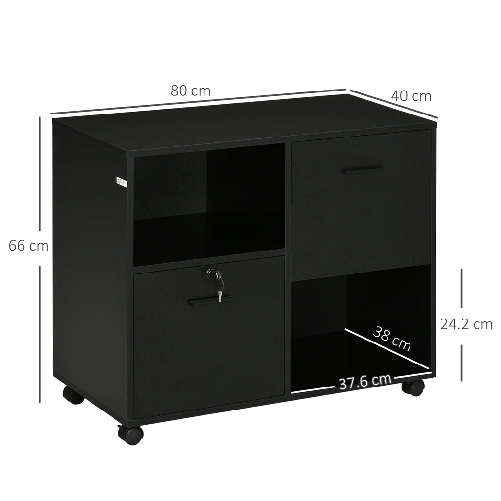 EasyComfort kantoorkast met 2 laden 80x40x66 cm zwart