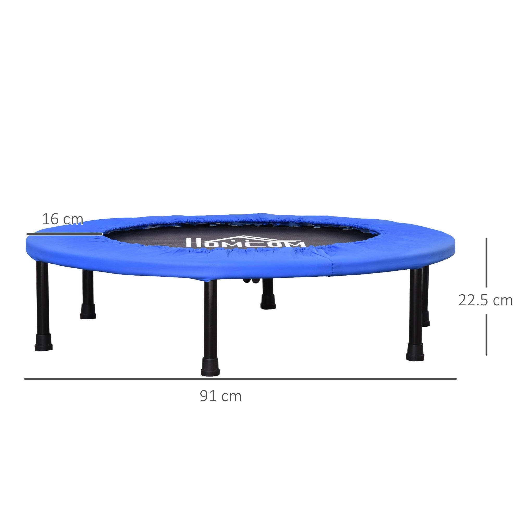 Easycomfort Trampolino Elastico per Allenamento with 30 Molle, in Acciaio, Plastica e PP, Ø91x22.5 cm, black e Blu