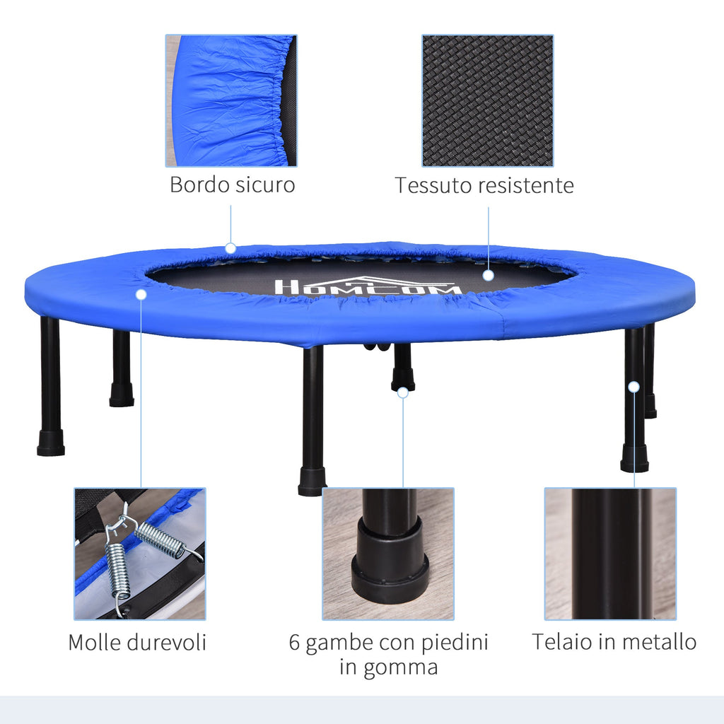 Easycomfort Trampolino Elastico per Allenamento with 30 Molle, in Acciaio, Plastica e PP, Ø91x22.5 cm, black e Blu