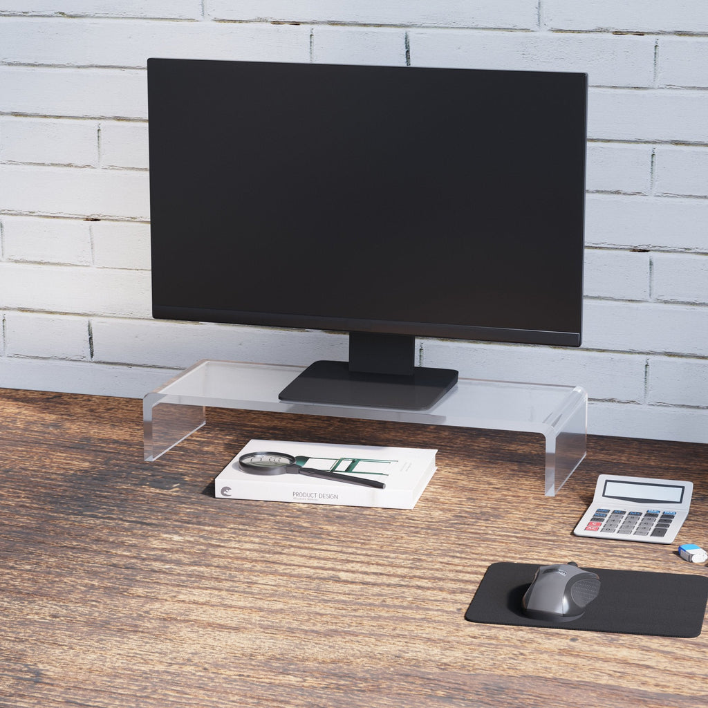 Easycomfort Supporto per Monitor in Acrilico, 53 x 19 x 9 cm, Trasparente