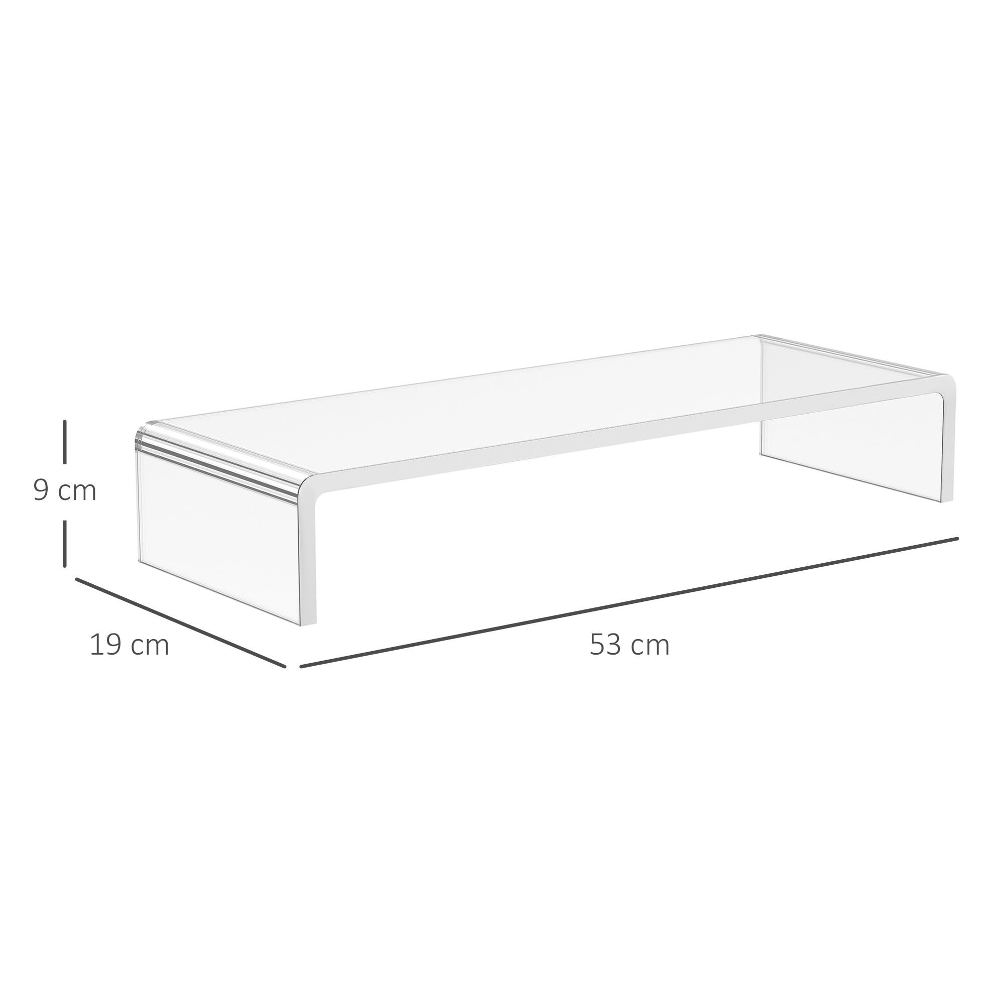 Easycomfort Supporto per Monitor in Acrilico, 53 x 19 x 9 cm, Trasparente
