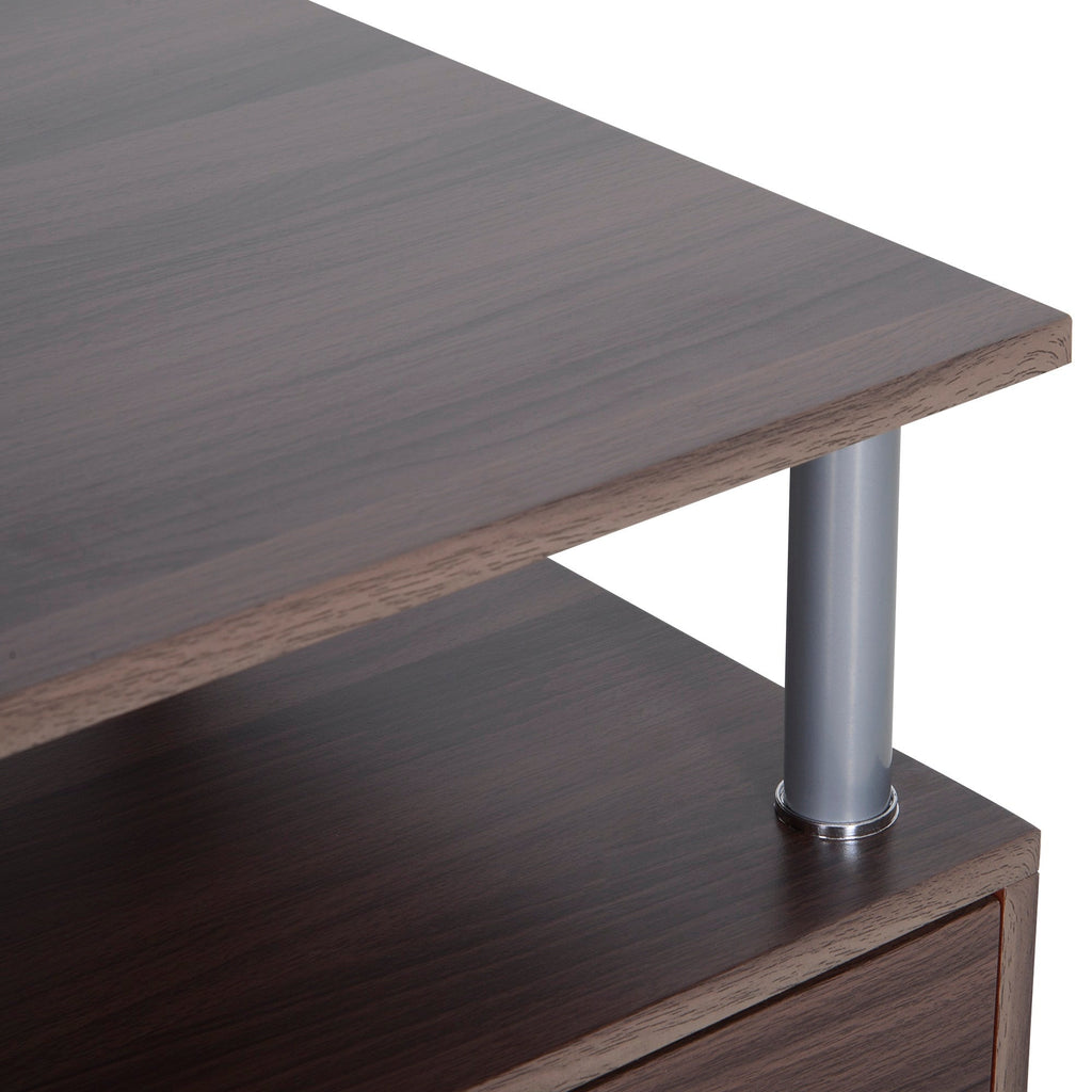 Easycomfort Scrivania per Computer Moderna with Cassetti, Ripiani e Tastiera Estraibile, Scrivania da Ufficio per Casa in Legno Marrone 152x60x88cm