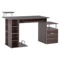 Easycomfort Scrivania per Computer Moderna with Cassetti, Ripiani e Tastiera Estraibile, Scrivania da Ufficio per Casa in Legno Marrone 152x60x88cm