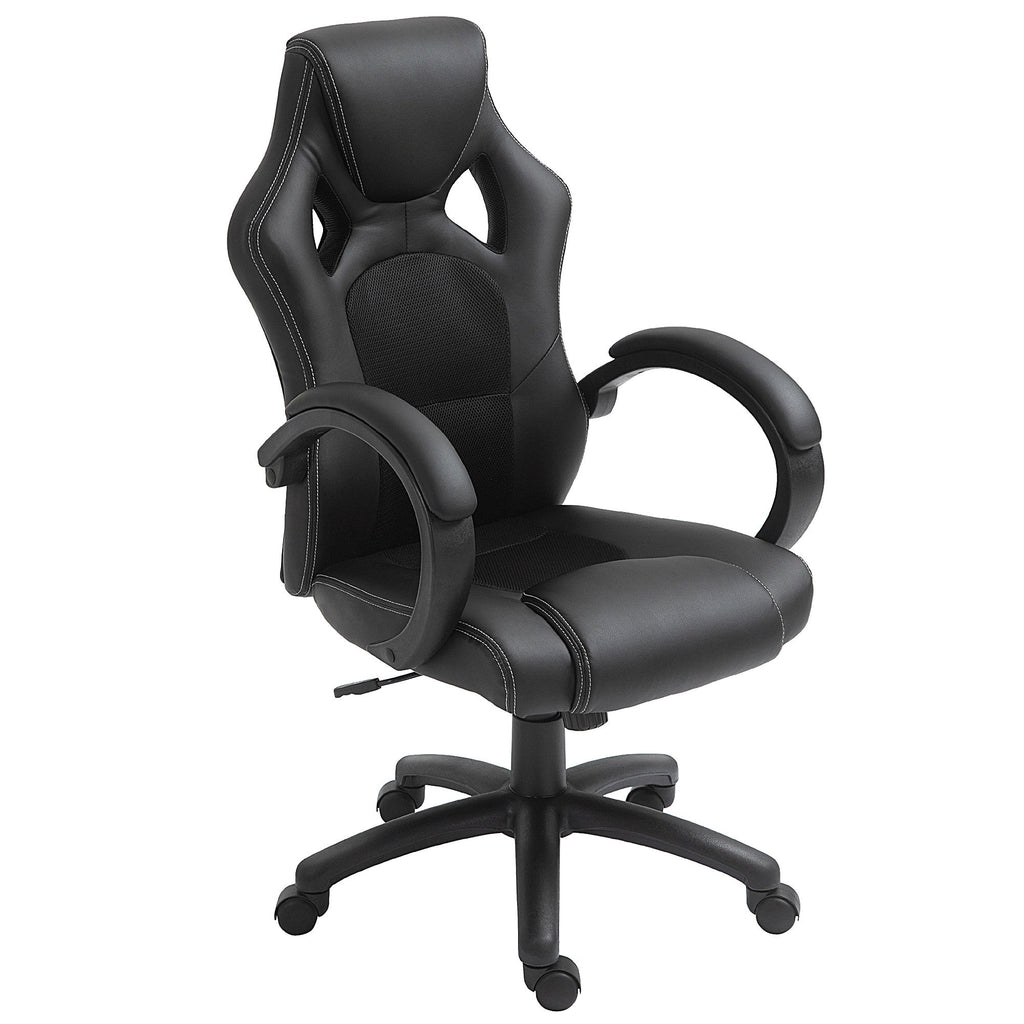 Easycomfort Sedia da Gaming ad Altezza Regolabile, Sedia da Ufficio with Funzione a Dondolo, Girevole e Reclinabile, 71x61x108-118 cm, Nera