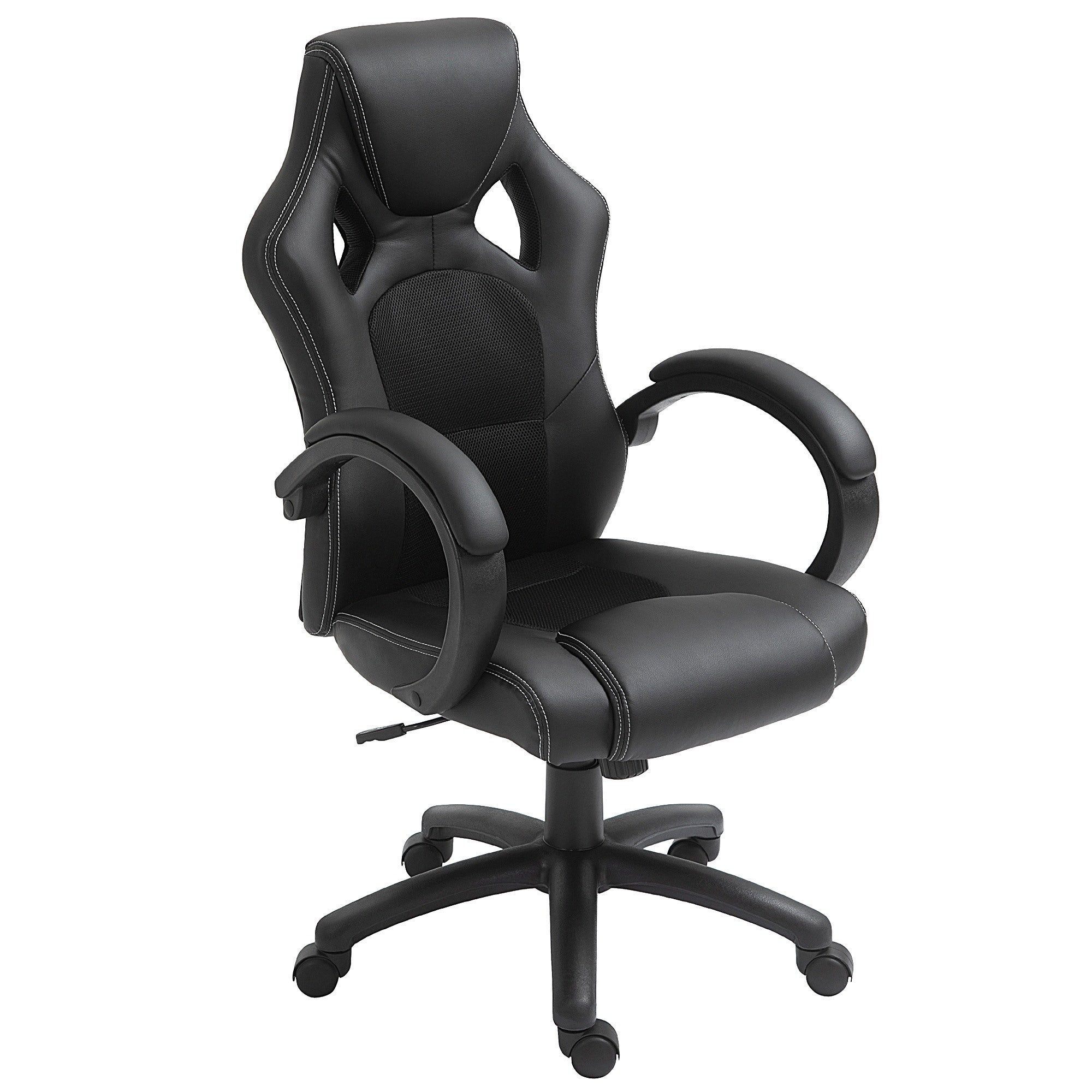 Easycomfort Sedia da Gaming ad Altezza Regolabile, Sedia da Ufficio with Funzione a Dondolo, Girevole e Reclinabile, 71x61x108-118 cm, Nera