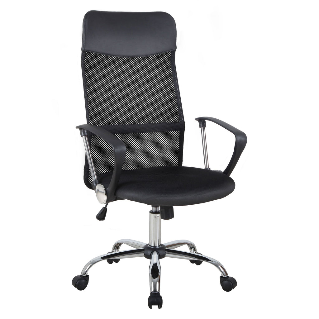 Easycomfort Sedia Ergonomica da Ufficio Girevole e Dondolo with Ruote, Altezza Regolabile e Schienale a Rete, 63x65x109-119cm black