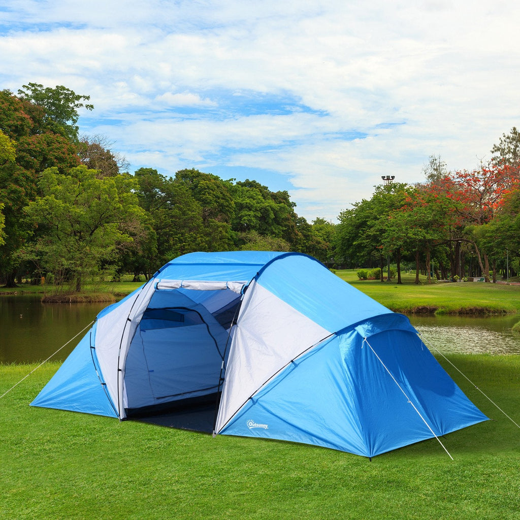 Easycomfort Tenda da Campeggio 4 Posti with 2 Zone Notte e Borsa da Trasporto, 430×240×170 cm, white e Azzurro