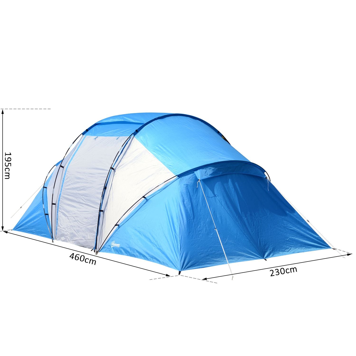 Easycomfort Tenda da Campeggio 4 Posti with 2 Zone Notte e Borsa da Trasporto, 430×240×170 cm, white e Azzurro
