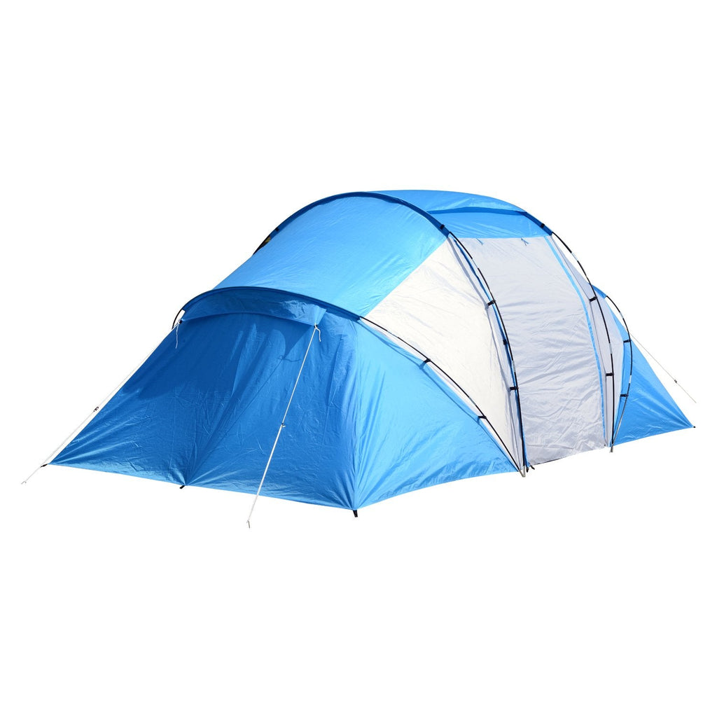 Easycomfort Tenda da Campeggio 4 Posti with 2 Zone Notte e Borsa da Trasporto, 430×240×170 cm, white e Azzurro