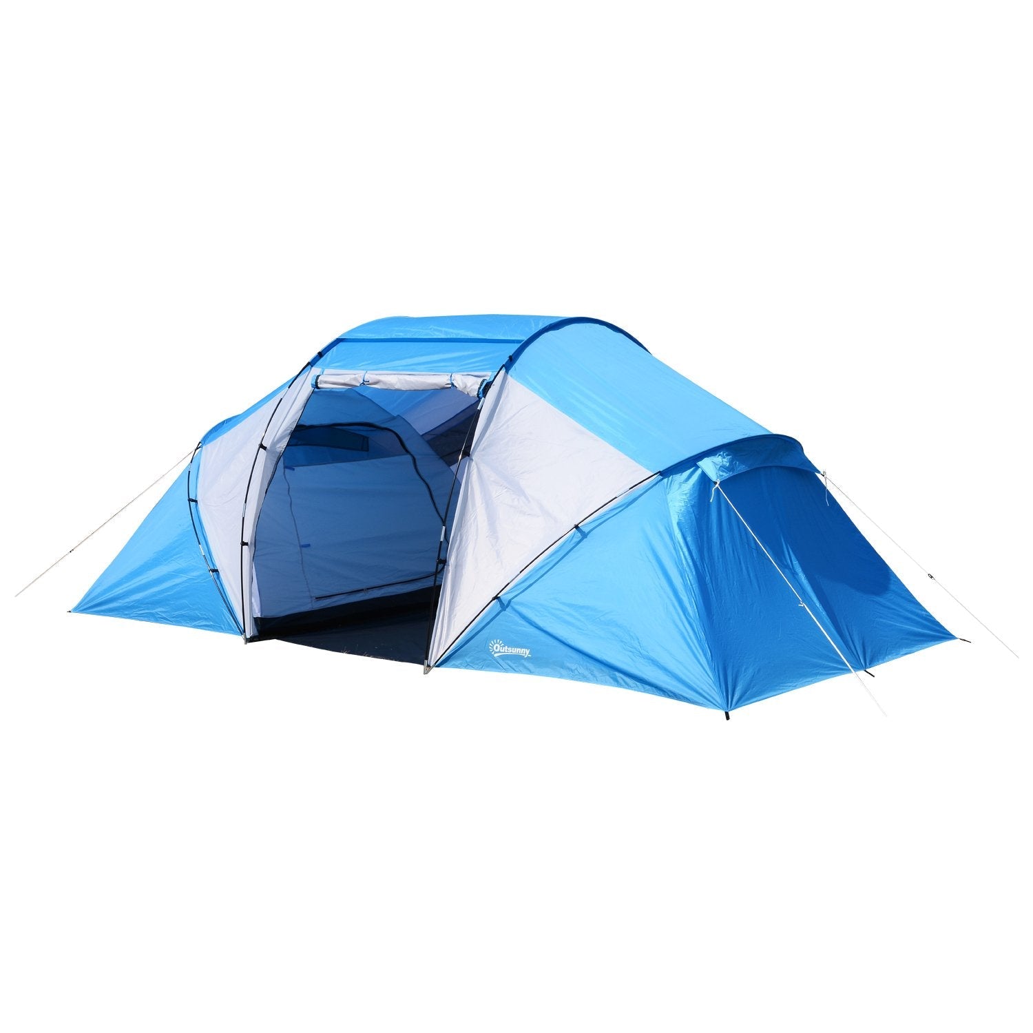 Easycomfort Tenda da Campeggio 4 Posti with 2 Zone Notte e Borsa da Trasporto, 430×240×170 cm, white e Azzurro