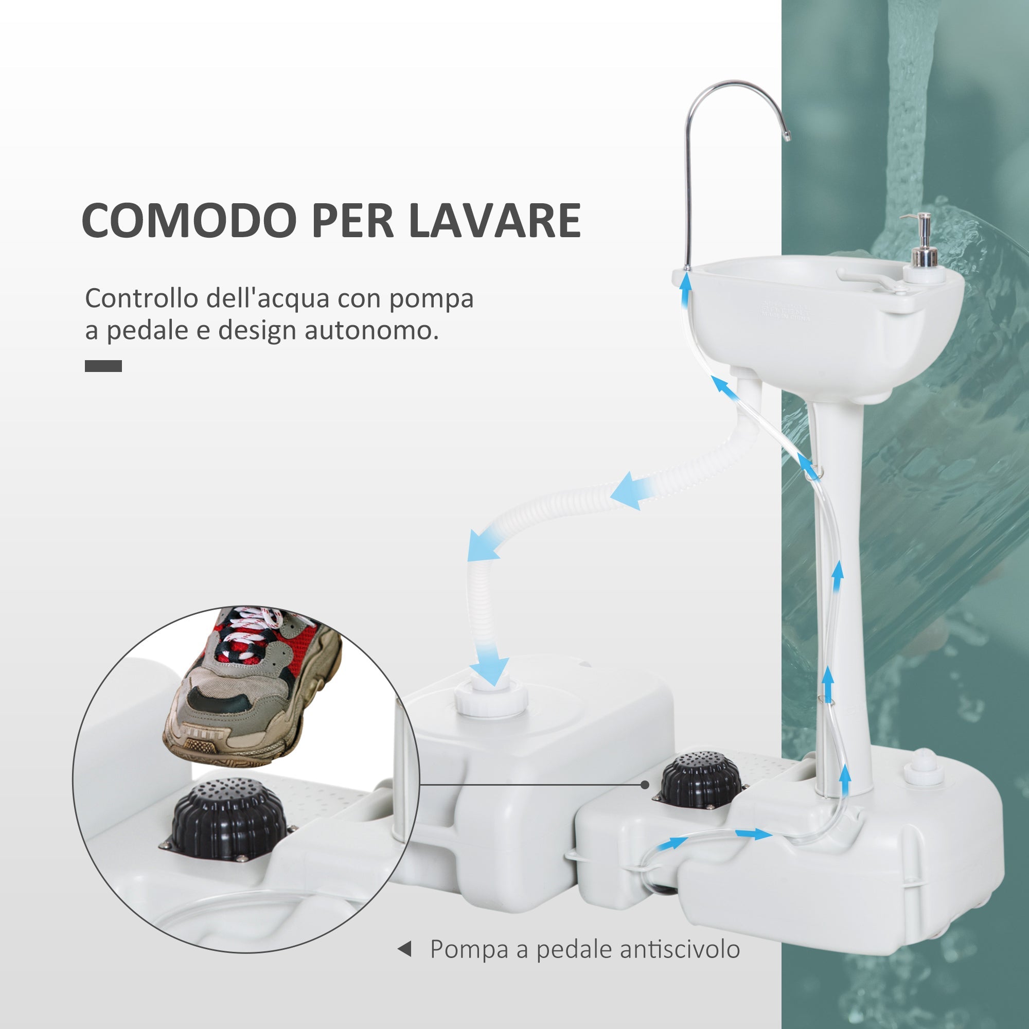 Easycomfort Lavabo Portatile da Campeggio with 2 Ruote, Serbatoio Acqua 17L e Serbatoio Sapone 2.5L, 83x50x103cm