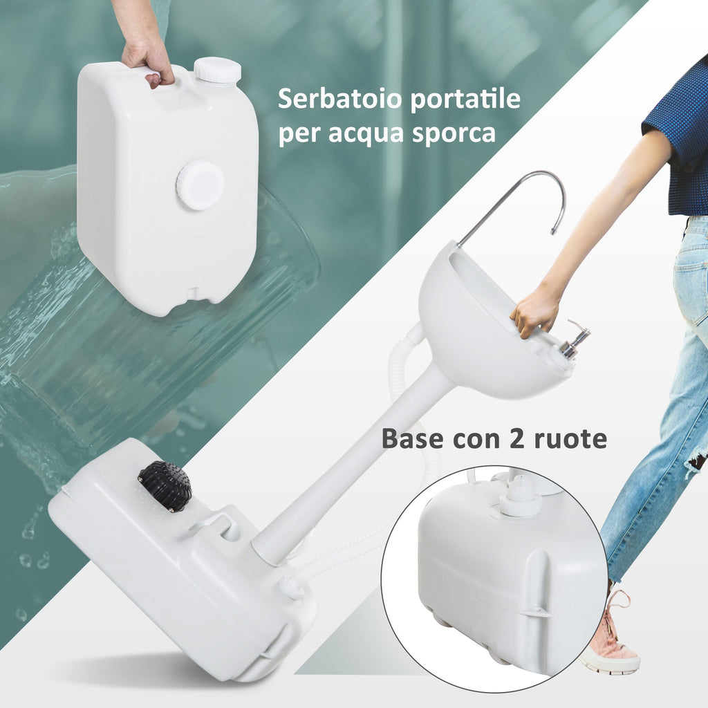 Easycomfort Lavabo Portatile da Campeggio with 2 Ruote, Serbatoio Acqua 17L e Serbatoio Sapone 2.5L, 83x50x103cm