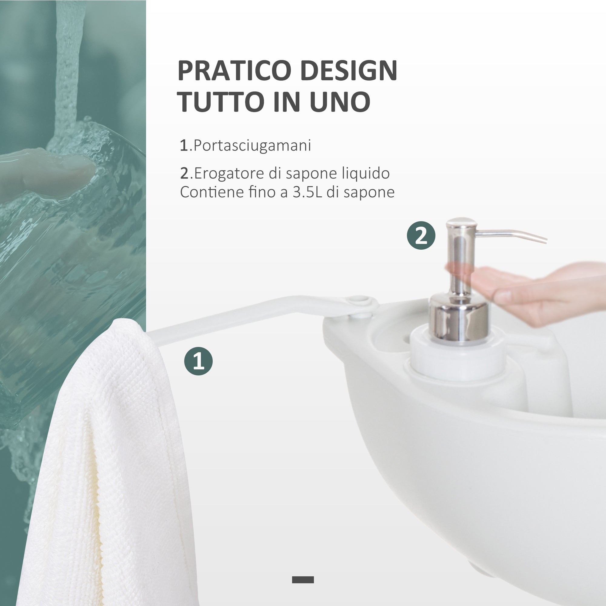 Easycomfort Lavabo Portatile da Campeggio with 2 Ruote, Serbatoio Acqua 17L e Serbatoio Sapone 2.5L, 83x50x103cm